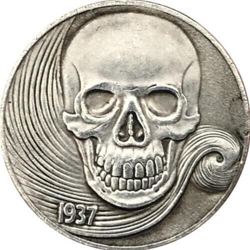 1937 Skull AB Souvenir Coins Collectibles 3D Antique Metal Commemorative Morgan Hobo Coin Copy Home Decor New Year Gifts
