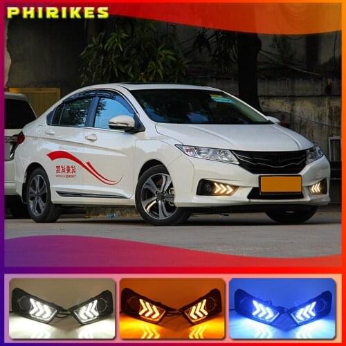2PCS For Honda City Grace 2015 2016 Turn Yellow Signal Relay Waterproof ABS 12V Car Lamp DRL LED Daytime Running Light Fog Lamp