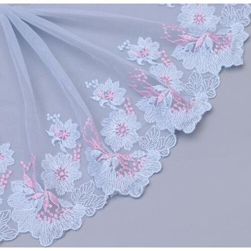 20Yards 22cm Wide Handmade Embroidery Flowers Lace Trim Wedding Dress Accessories for Women Underwear