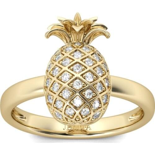 2020 new fashion Korean version gold-plated ring factory zinc jewelry ring fruit Pineapple shape ring holiday gift