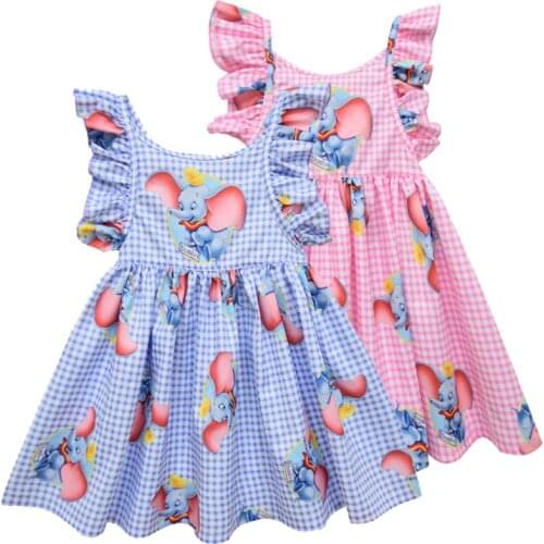 2021 Disney Girls Summer Sleeveless Dress Girls Princess Dress Cute Doll Cartoon Dumbo Girls Dress