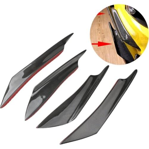 4PCS/Set Universal Carbon Fiber Front Bumper Lip Splitter Fin Body Spoiler Canards Valence Chin