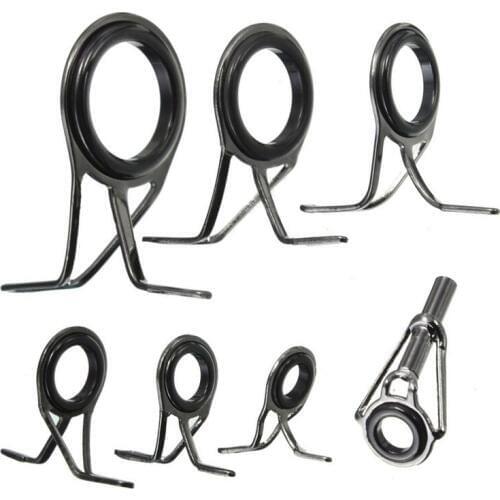 7Pcs/Set Fishing Rod Guides Tip Fish 5-18Mm Dia Pole Repair Kit Line Rings Eyes Set