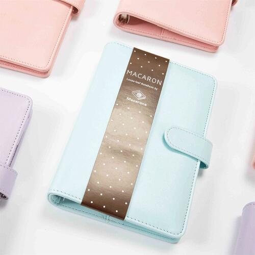 Macaron leather spiral notebook Original office personal diary/week planner/agenda organizer Cute ring stationery binder A5 A6