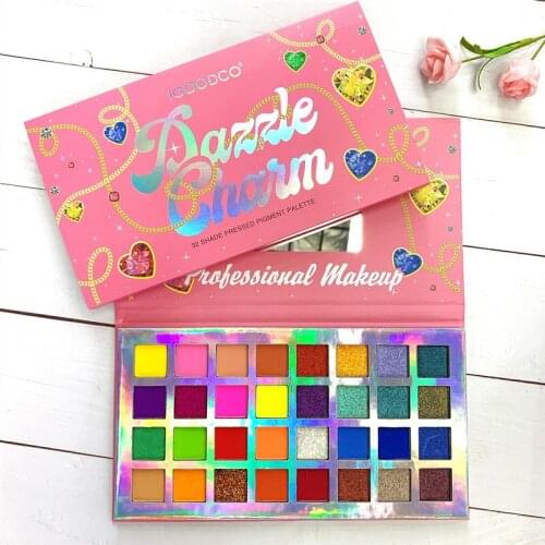 32 Colors Diamond Necklace Pattern Pearly Matte Sequins Large Multicolor Eyeshadow Palette