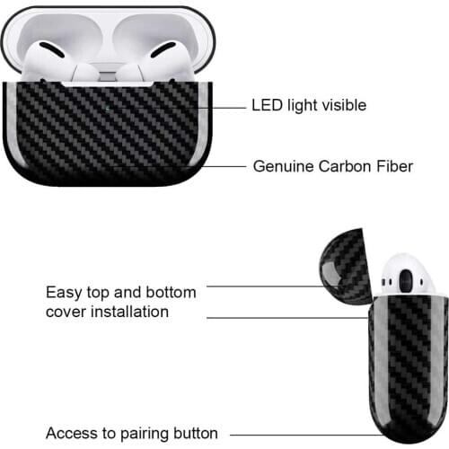 Cover for AirPods Pro Luxury 3K Carbon Fiber Apple Airpods Conque Earphone Protector Case Protector for Air Pods Pro Cases