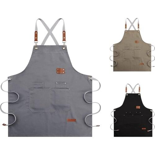 Chef Apron-Cross Back Apron for Men Women,Cooking Aprons with Adjustable Straps and Large Pockets for BBQ & Grill