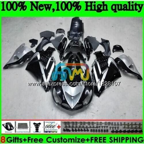 Injection For KAWASAKI ZZR1400 ZX 14R ZX-14R 24BS.21 ZX14R 12 13 14 15 16 17 Silver blk 2012 2013 2014 2015 2016 2017 Fairing