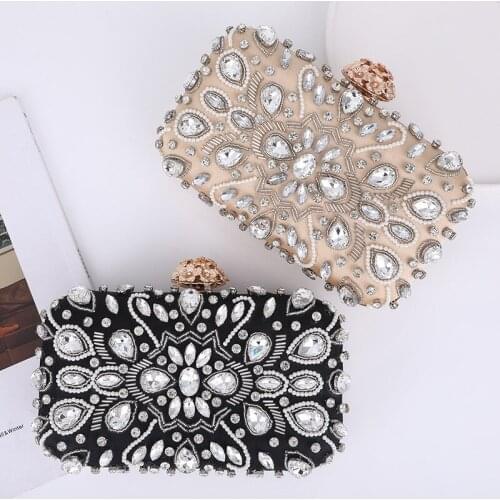 Crystal Clutch Bags Women Wedding Clutch Purse Luxury Designer Rhinestone Pearl Beaded Mini Handbag Chain Shoulder Bag ZD1644
