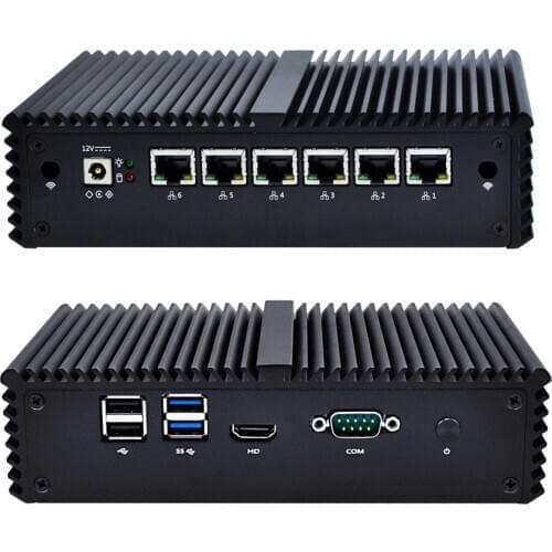 Qotom Mini PC with Celeron Core i3 i5 i7 AES-NI 6 Gigabit NIC Router Firewall Support Linux Ubuntu Fanless PC Q500G6