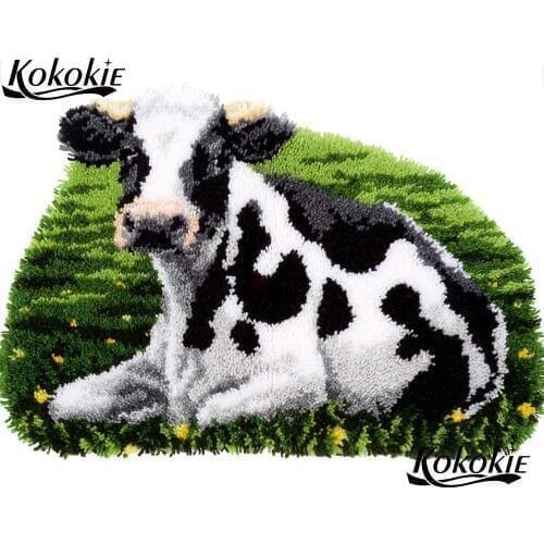 Latch hook kits rug 3d printed canvas accessories cowl decor needle for carpet embroidery deer pattern tapestry kits Crocheting