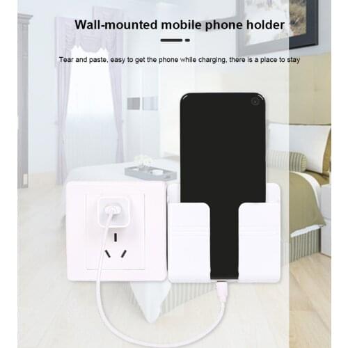 2021 New Adhesive Wall Mounted Remote Control Storage Box Adhesive Wall Mobile Phone Charging Bracket Small Items Storage Rack