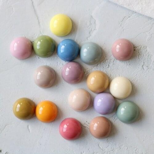 Wholesale 100pcs/lot color print geometry rounds shape flatback resin beads diy jewelry earring/garment accessory