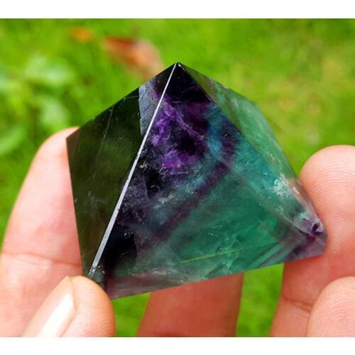 40MM beautiful Natural fluorite Crystal PYRAMID Natural rainbow fluorite pyramid healing