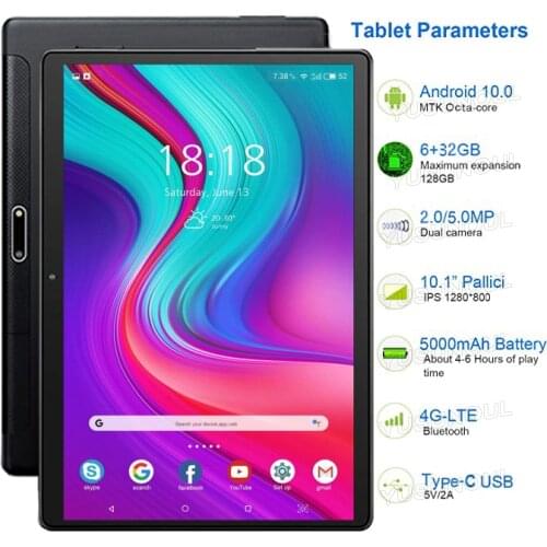 Smoothly/Fast For Video10.1 tablet screen mutlti touch Android 10.0 8 Core Ram 6GB ROM 32GB Camera Wifi 10 inch tablet+Free Gift
