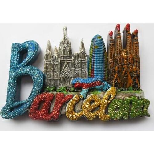 Handmade Painted Barcelona, Spain 3D Fridge Magnets World Tourism Souvenir Refrigerator Magnetic Stickers Home Decoration