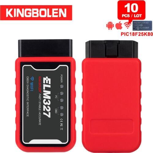 10pcs/Lot ELM327 WiFi/Bluetooth V1.5 PIC18F25K80 Chip OBDII Diagnostic Tool IPhone/Android/PC ELM 327 V 1.5 ICAR2 Code Reader