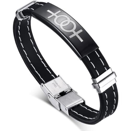 2021 Trendy European And American Fashion Accessories Stainless Steel Silicone Temperament Bracelet Suitable For Couples