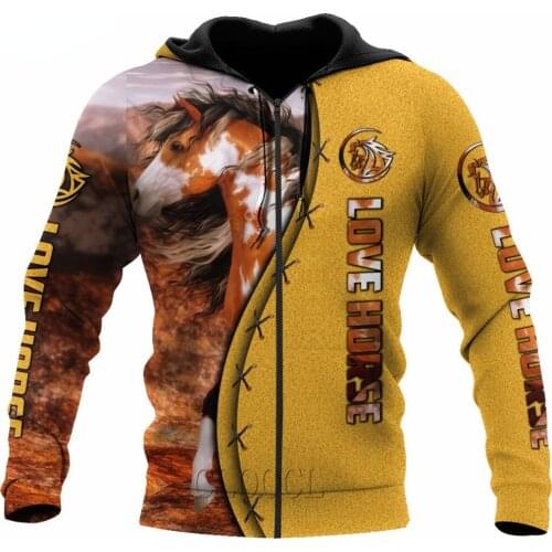 CLOOCL Beautiful Animal Horse 3D All Over Printed Zip Hoodie Autumn Hoodie Jacket Unisex Hipster Pullover Sudadera Hombre