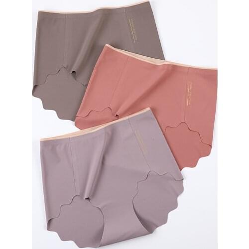 Fashion Women Seamless Panties High Waist Panties Traceless Ice Silk Breathable Sexy Panties of Large Size Female Underwear 3Pcs