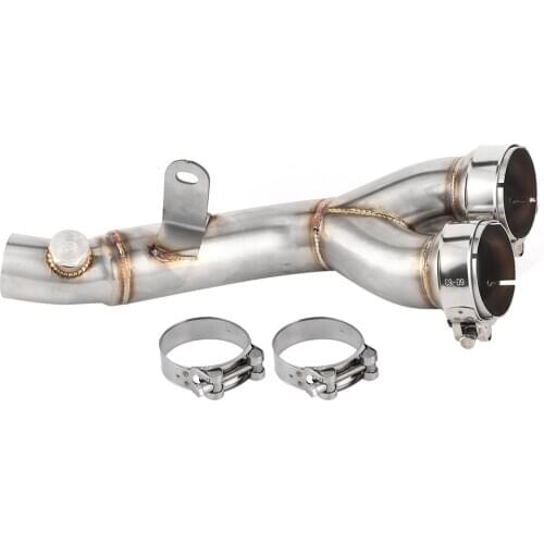 304 Stainless Steel Exhaust Mid‑Pipe Catalytic Converter Removed Decat Link Pipe Fit For Yamaha YZF‑R6 2009‑2014