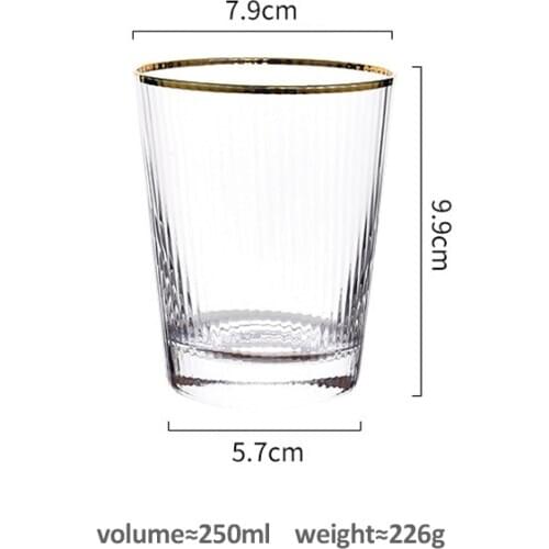 Japanese Gilt Vertical Grain Glass Transparent Juice Milk Glass