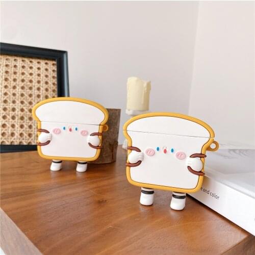 Funny Cute Toast Case For Apple Airpods Pro Cover Cute Cartoon Silicone Earphone Capa For Airpod 2/1 Charging Box Bread Cases