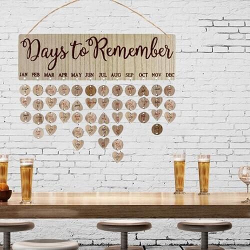 1pc Family Friends Birthday Calendar Wooden Birthday Reminder Board Calendar Home Decoration Creative Design