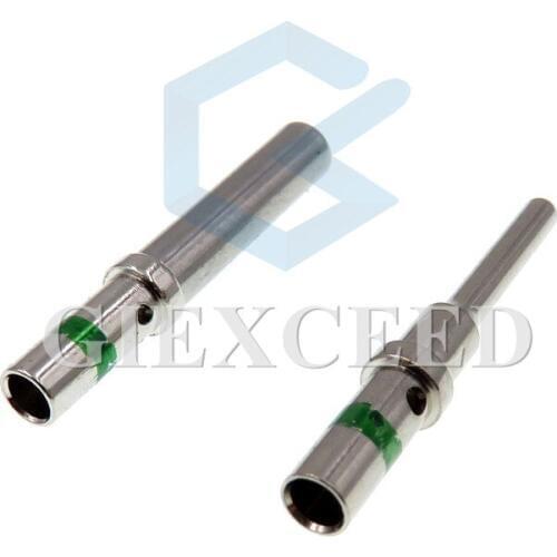 10 Pcs DT Terminal 0460-215-16141 0462-209-16141 Solid Crimp Pin With Green Identification Stripe Stainless Steel Pins 14-16 AWG