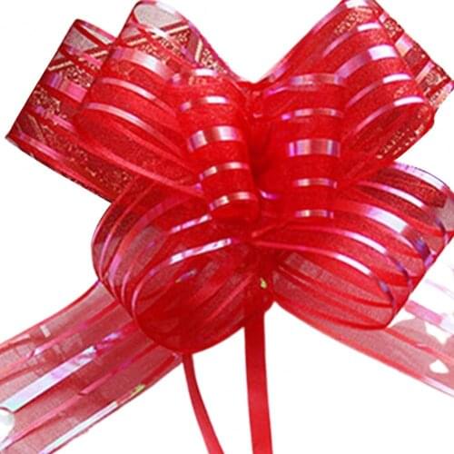 2021 New 10Pcs 50mm Pull Bow Multicolor Elegant Organza Durable DIY Ribbon Bow for Party Home Decoration