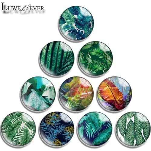 12mm 14mm 16mm 20mm 25mm 30mm 695 Tropical Tree Mix Round Glass Cabochon Jewelry Finding 18mm Snap Button Charm Bracelet