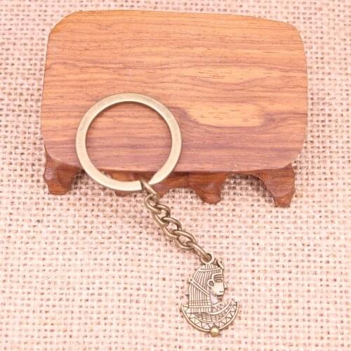 20pcs New Fashion Keychain 24x16mm egypt cleopatra Pendants DIY Men Jewelry Car Key Chain Ring Holder Souvenir For Gift