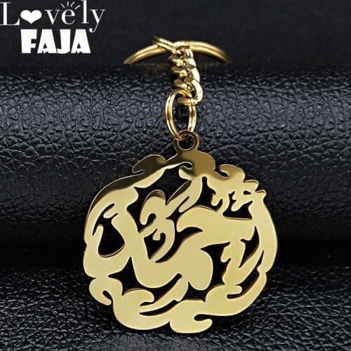 2021 Muslim Allah Loran Stainless Steel Keyring Women/Men Gold Color Islam Keychains Jewelry porte clefs K77707B