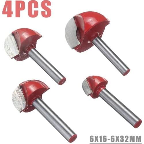 4pcs 6mm Shank Flute Milling Cutter Carbide Slot Milling Cutter Ball Milling Cutter Router Tool For Woodworking Cutter