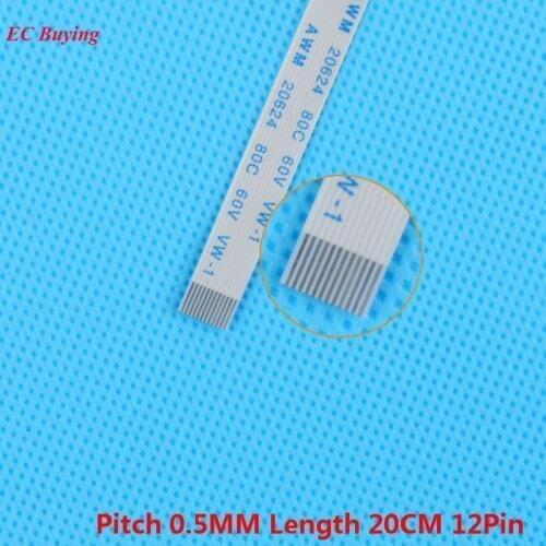 5Pcs FFC 200mm Length 12 Pin Ribbon Cable 12Pin Flexible Flat Cable Forward Direction 0.5mm Pitch 20cm Length Same 12Pins