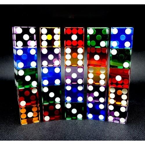 5pcs Top Grade Translucent 19mm Casino Dice with Standard Dots Big D6 Razor Edges Matching Serial Numbers High Quality Acrylic