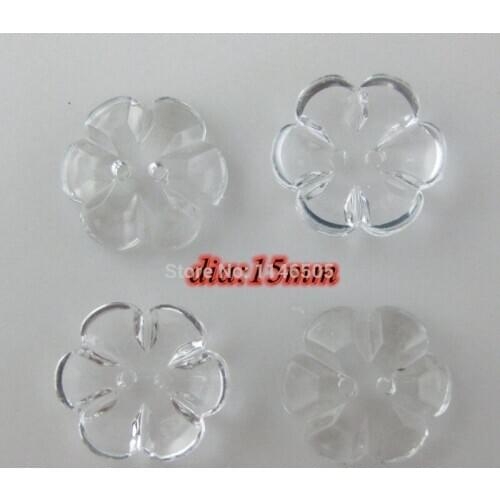50pcs Newly Crystal Button 15mm Shirt Flower Shaped Transparent china button bulk scrapbooking products kids Woman accessories