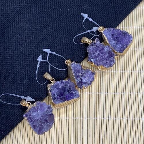 Irregular Water Droplet Amethyst Fashion Pendant for DIY Jewelry Making Necklace and Bracelet Accessories Size 15x20-20x35mm
