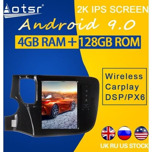 128GB ROM For MITSUBISHI Outlander 2014-2018 Android 9.0 DSP Tesla Style PX6 Carplay Car GPS Navigation Multimedia Player