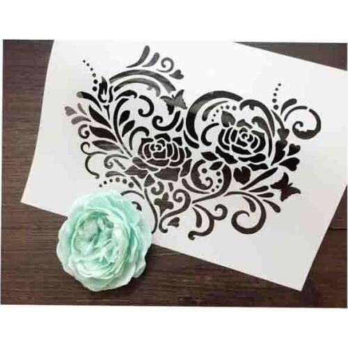 Flowers Heart Wedding Scrapbooking tool card DIY album masking spray painted template drawing stencils laser cut templates