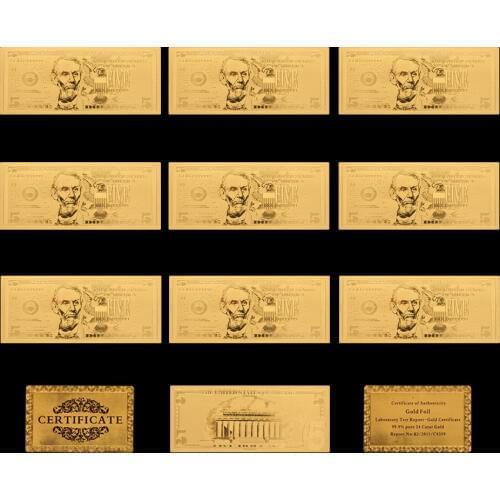 10PCS/Lot US World Currency Collection 5 US Dollar Bills Gold Plated Banknotes Paper Fake Money Souvenirs Gift Drop Ship