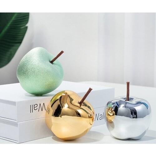 Creative Ceramic Electroplating Apple Crafts Porcelain Living Room Wine Cabinet Decoration Christmas Gifts Fruit Home Decoration