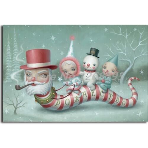 Mark Ryden Santa Worm Wall Art Canvas Poster And Print Canvas Painting Decorative Picture For Office Bedroom Home Decor Artwork