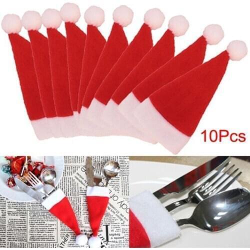 10pcs/Set Mini Candy Christmas Hat Lollipop Topper Cover Hat New Year Festival Party Decoration Cute Children Gift