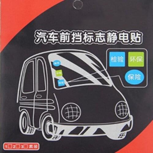 3pcs Car Static Stickers Annual Inspection Stickers Glass Stickers Review Before The File Insurance Maintenance Tips Stickers