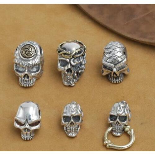 New! 925 Silver Skull Pendant vintage thai silver Skeleton jewelry pendant pure silver PUNK jewelry gift man necklace pendant