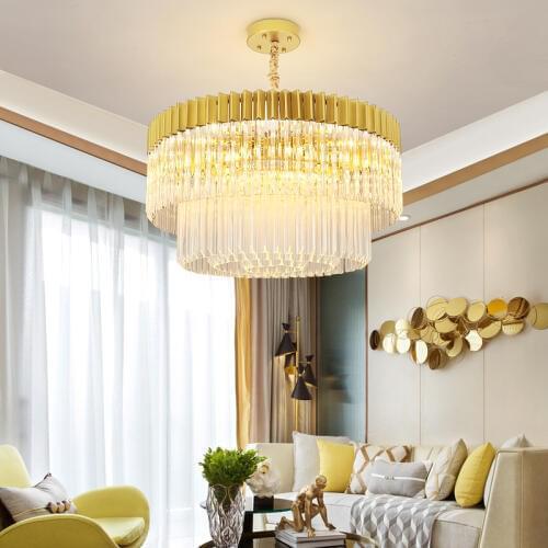 Postmodern crystal chandelier High-end luxury villa led simple modern atmosphere high-end living room lamp light luxury lamps