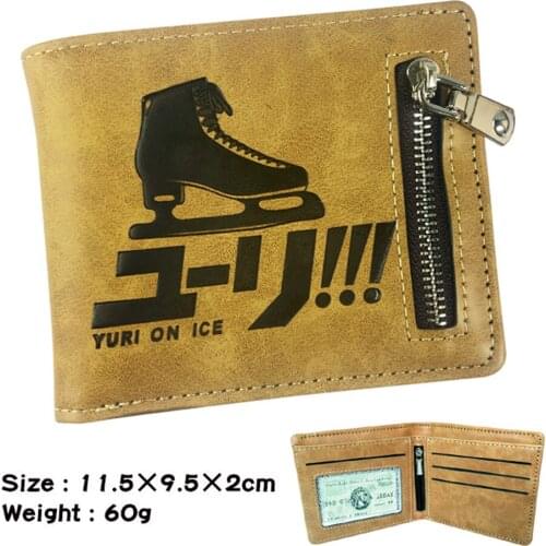 Casual PU Wallet Anime YurI!!! on Ice Mens Zipper Leather Poucht Note Compartment Note Coin Credit Photo Card Holder Purses