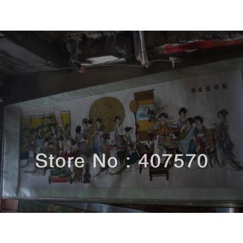 Hand-painted Chinese paintings, Embroidery of the Qing Dynasty in China, the palace beauties Figure,free shipping