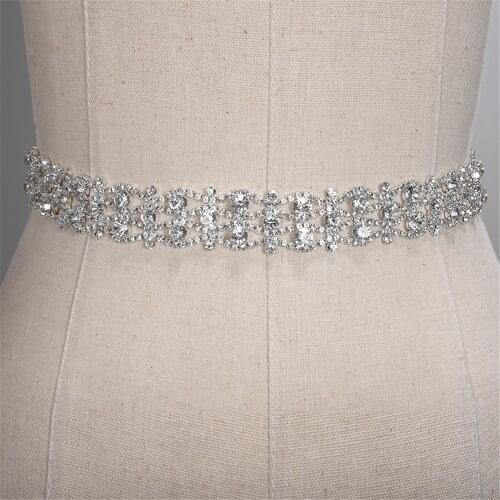 Rhinestones Wedding Belt Sash Silver Diamond Crystal Bridal Belt For Wedding Gown Wedding Decoration